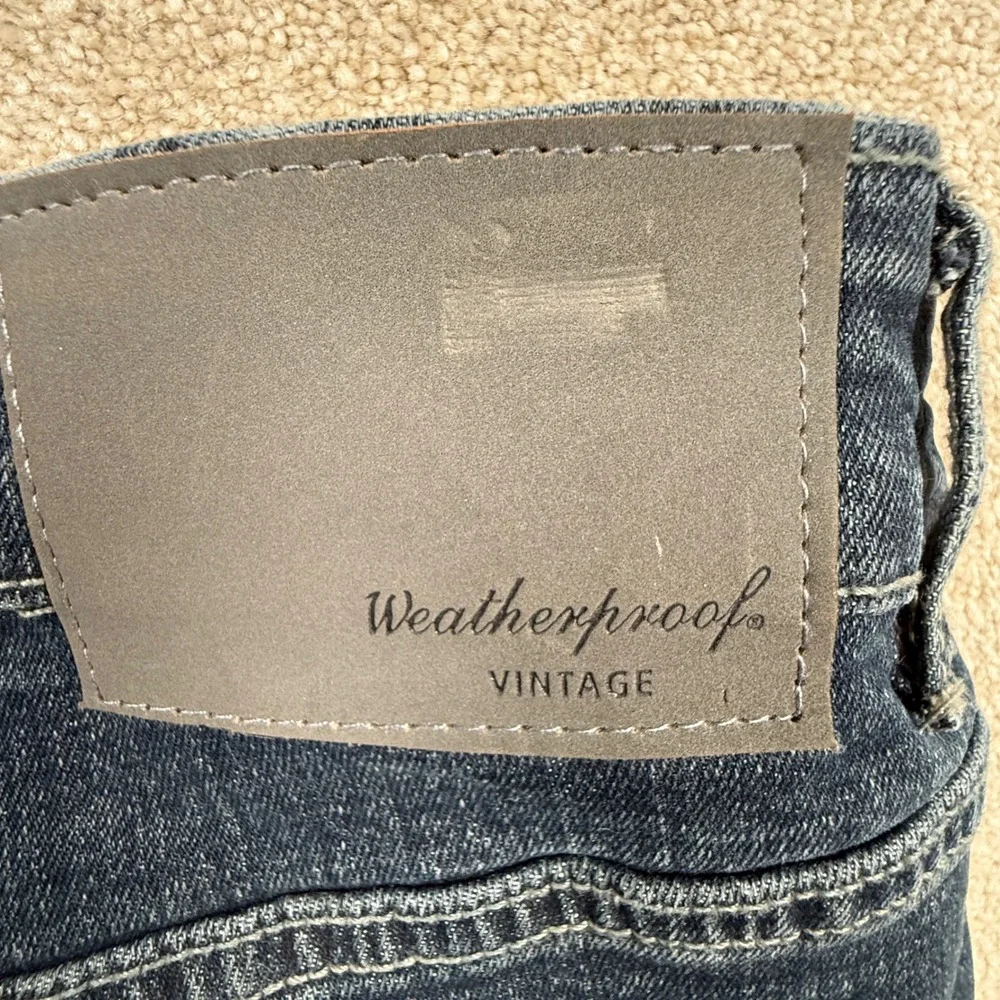 Weatherproof Vintage Mens Tapered Jeans‎ Dark Wash Denim Blue 42x29 Distressed